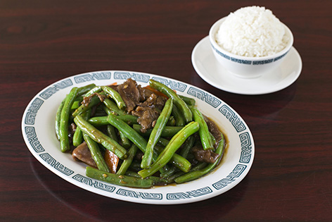 Order String Bean Beef Combo Dinner food online from Wok Shop Cafe store, San Francisco on bringmethat.com