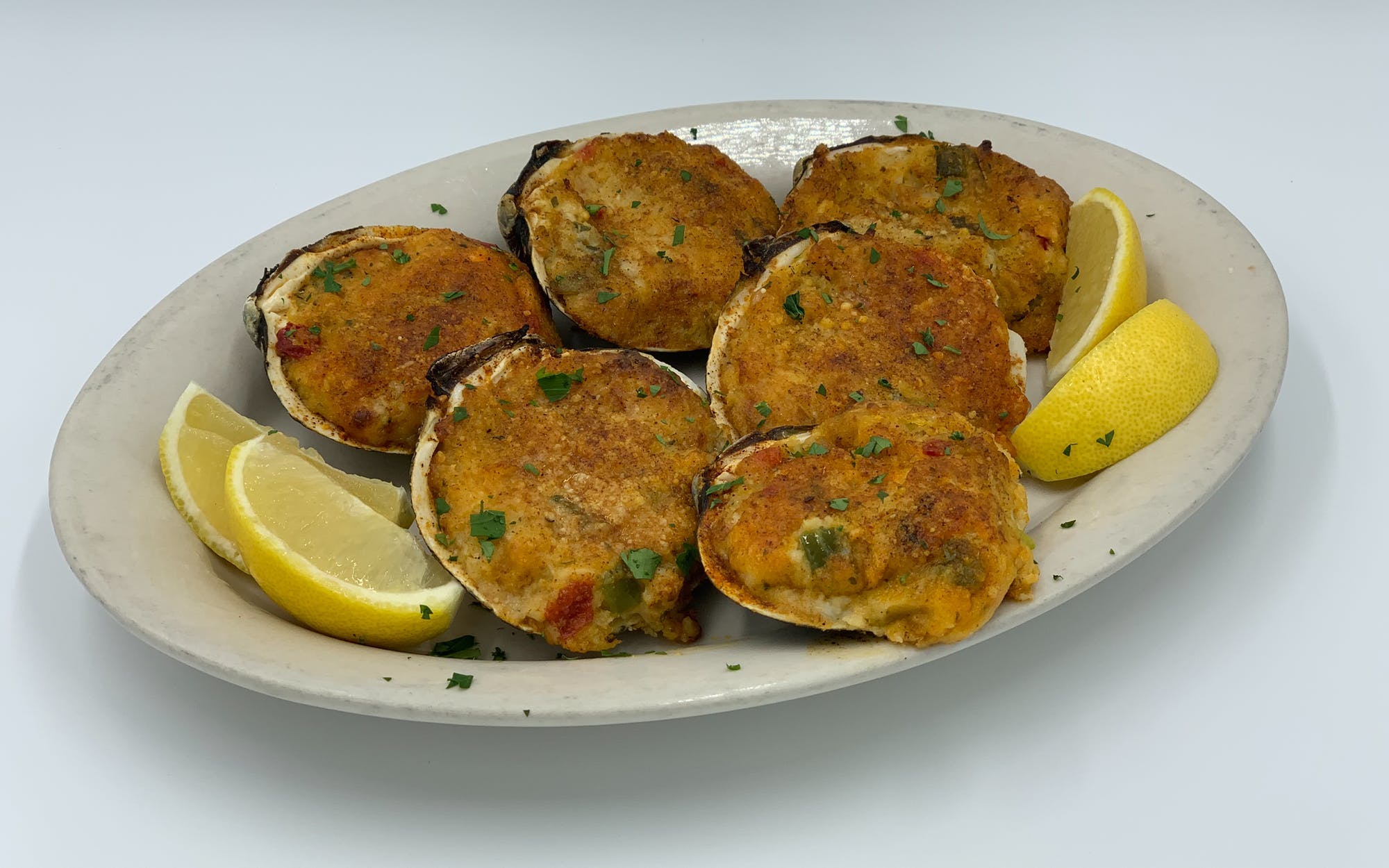 Order Baked Clams - 6 Pieces food online from Mario Pizza store, Westbury on bringmethat.com