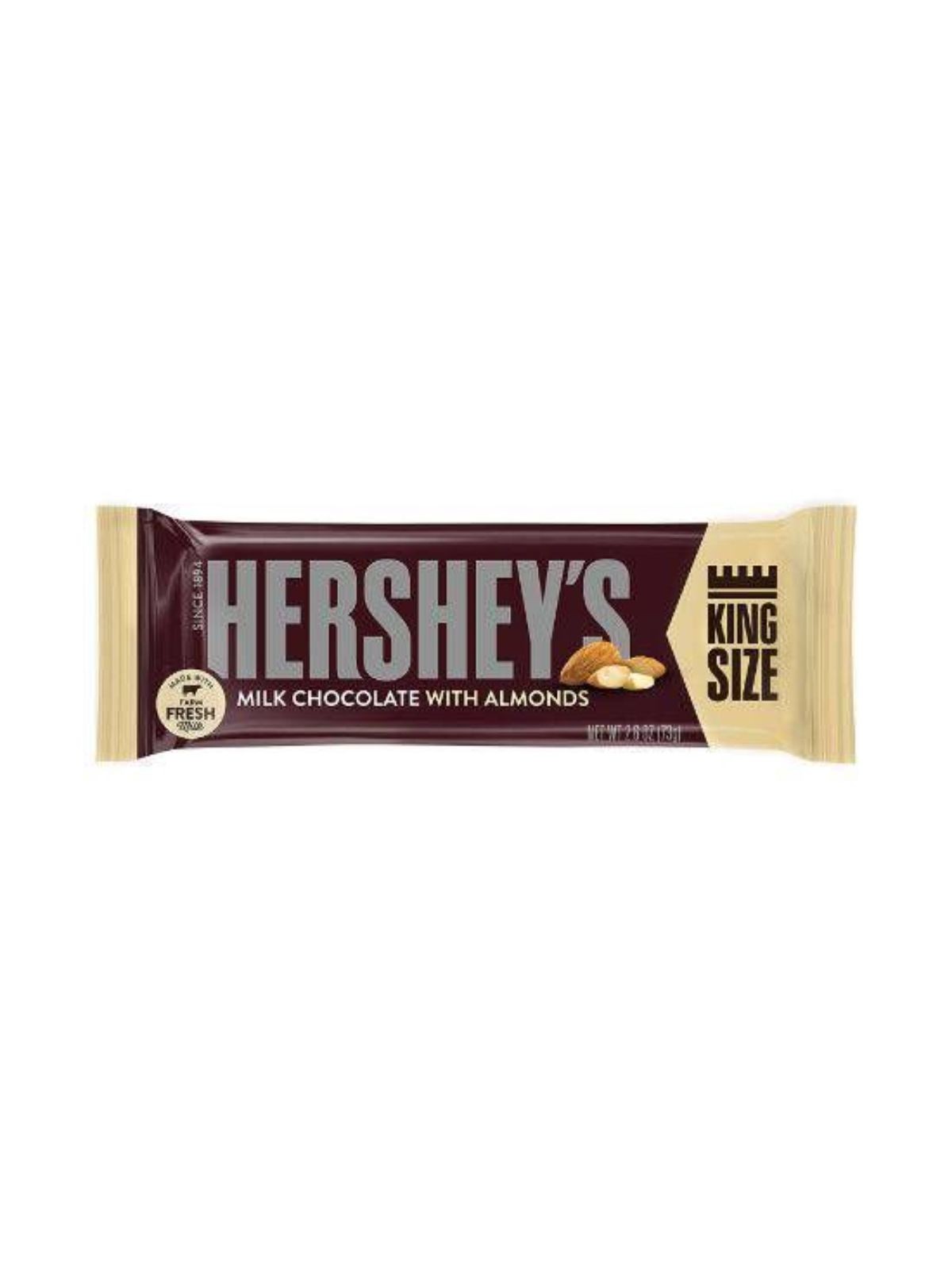Order Hershey's Milk Chocolate with Almonds King Size Bar (2.6 oz) food online from Stock-Up Mart store, Marietta on bringmethat.com
