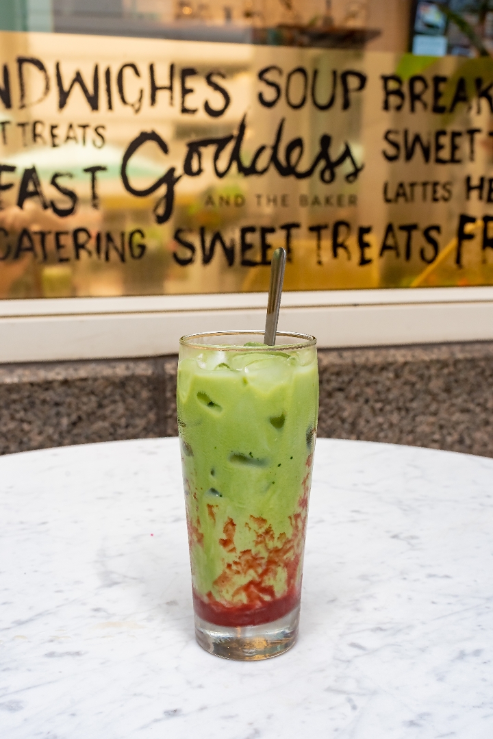 Order Strawberry Matcha latte- ICED food online from Goddess And The Baker store, Chicago on bringmethat.com