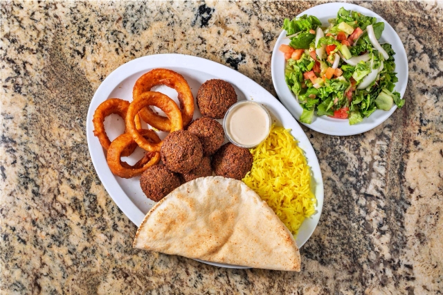 Order 18. Falafel Plate food online from Mr. Kabob Mediterranean Grill store, Temecula on bringmethat.com