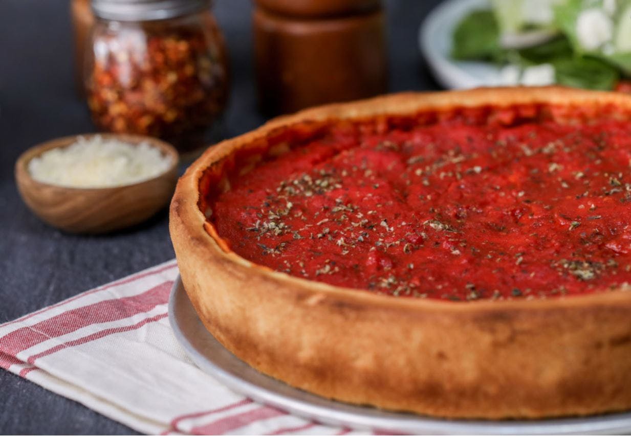 Order Deep Dish Special Pizza - 10'' food online from Patxi's Chicago Pizza store, San Francisco on bringmethat.com