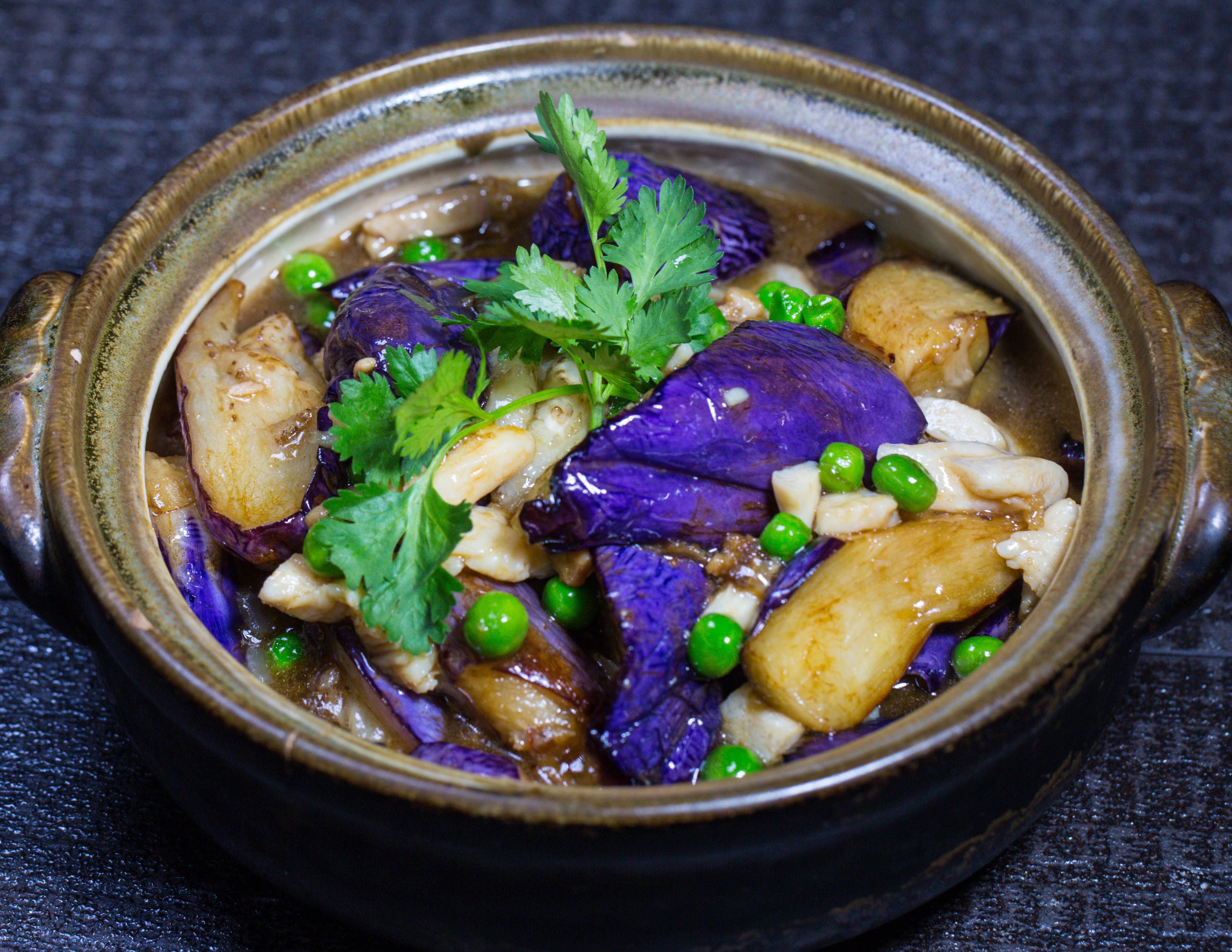 Order Diced Salted Fish With Eggplants Casserole 咸鱼鸡粒茄子煲 food online from August Gatherings store, New York on bringmethat.com