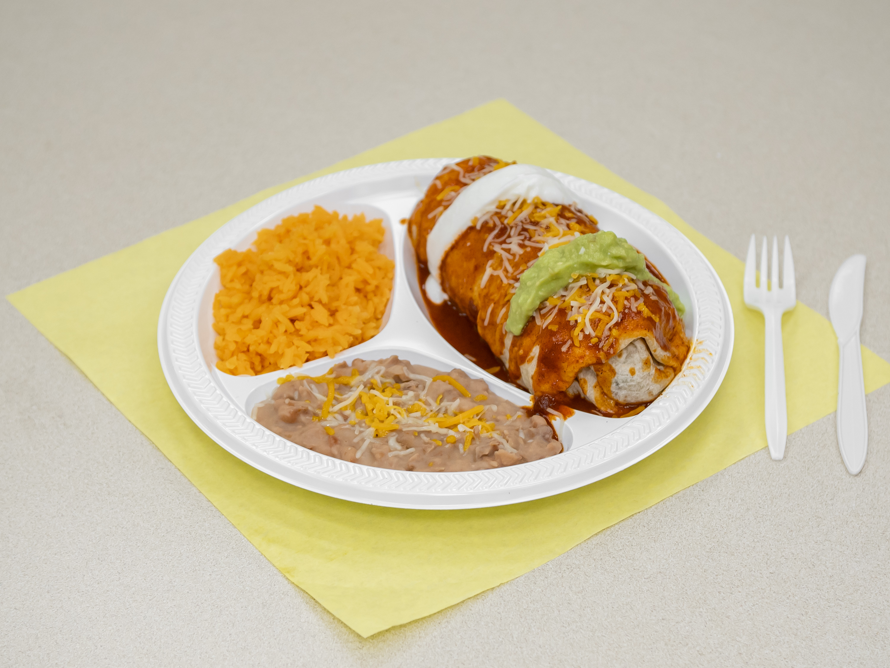 Order 6. Wet Burrito Combination Plate food online from Lambertos Mexican Rest store, La Verne on bringmethat.com