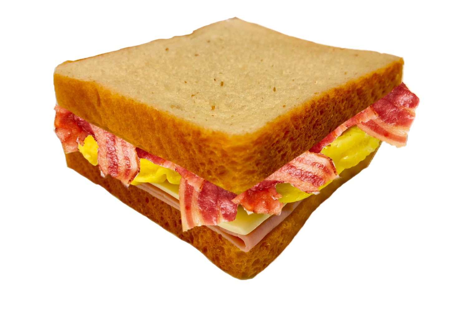 Order B-13 Bacon & Ham & Egg & Cheese Bread food online from K-Inn Donuts store, Paramount on bringmethat.com
