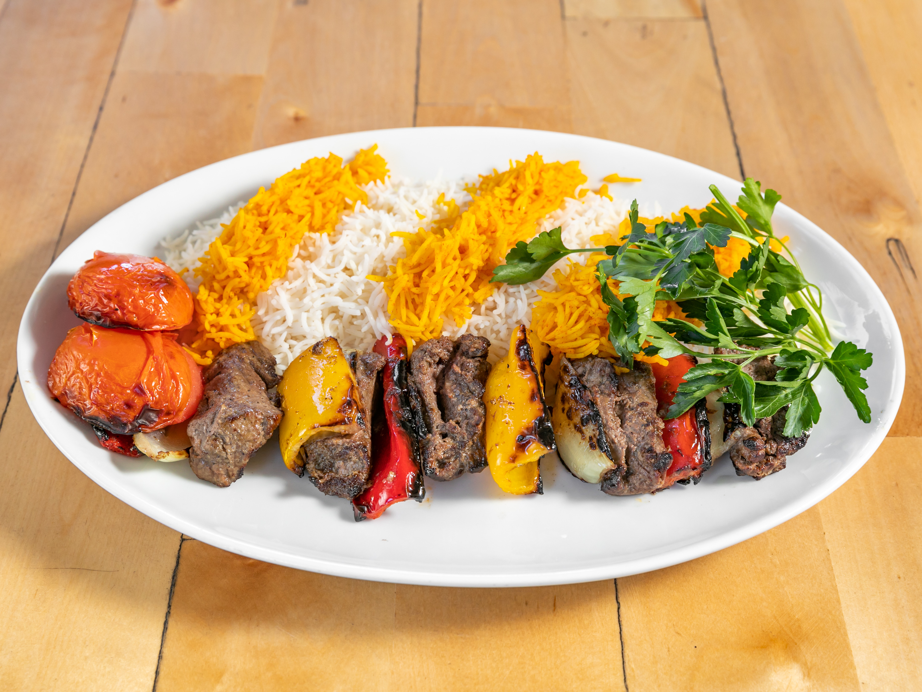 Order Beef Shish Kabob food online from Sufi Mediterranean Cuisine store, San Diego on bringmethat.com