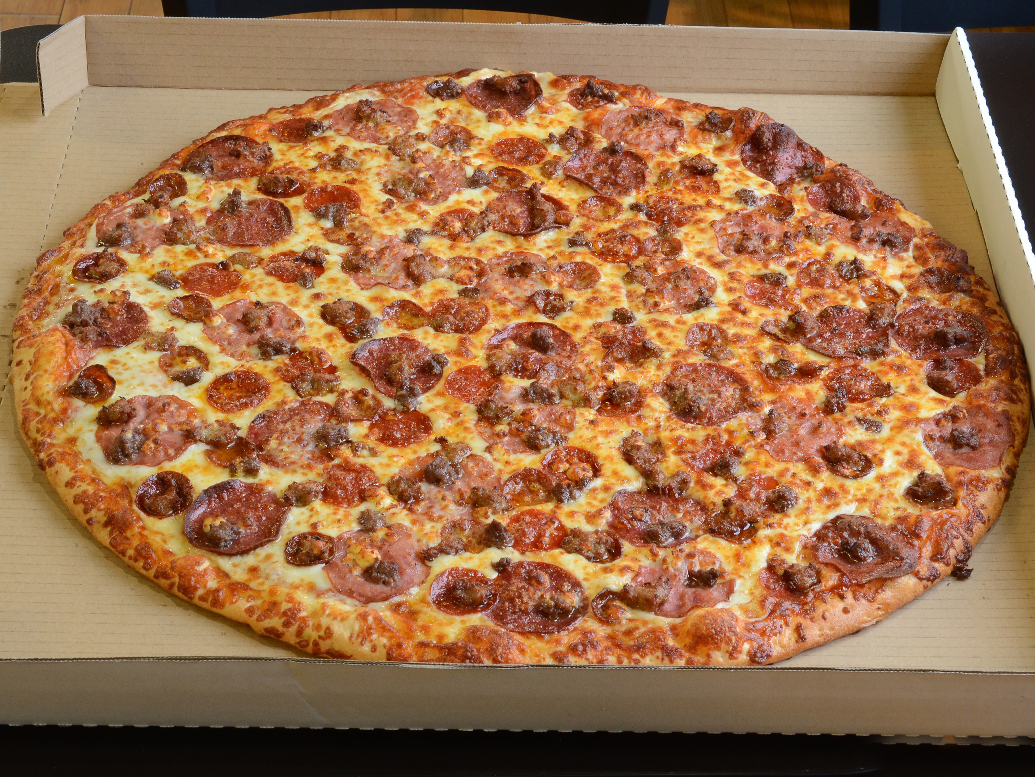 Order All Meat Pizza food online from New York Pizza & Pasta store, San Leandro on bringmethat.com