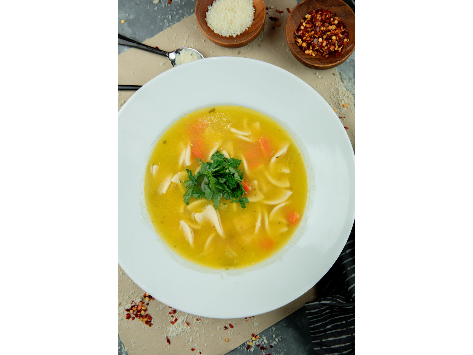 Order Chicken Noodle Soup food online from Patxi's Chicago Pizza store, San Francisco on bringmethat.com