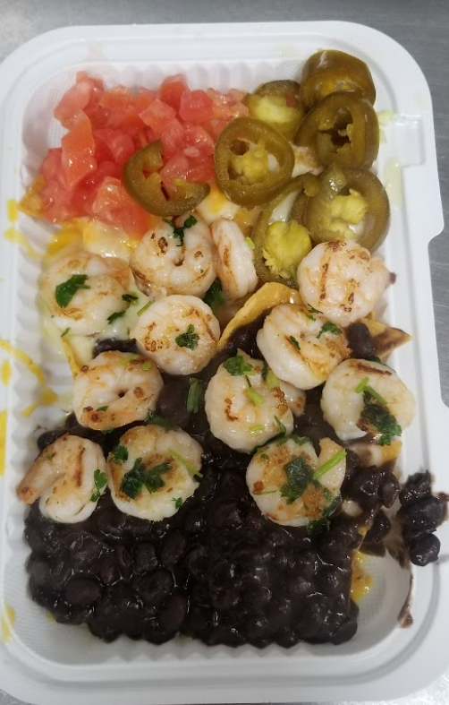Order N6. Shrimp Nachos food online from Fresh Soft Tacos store, Rego Park on bringmethat.com