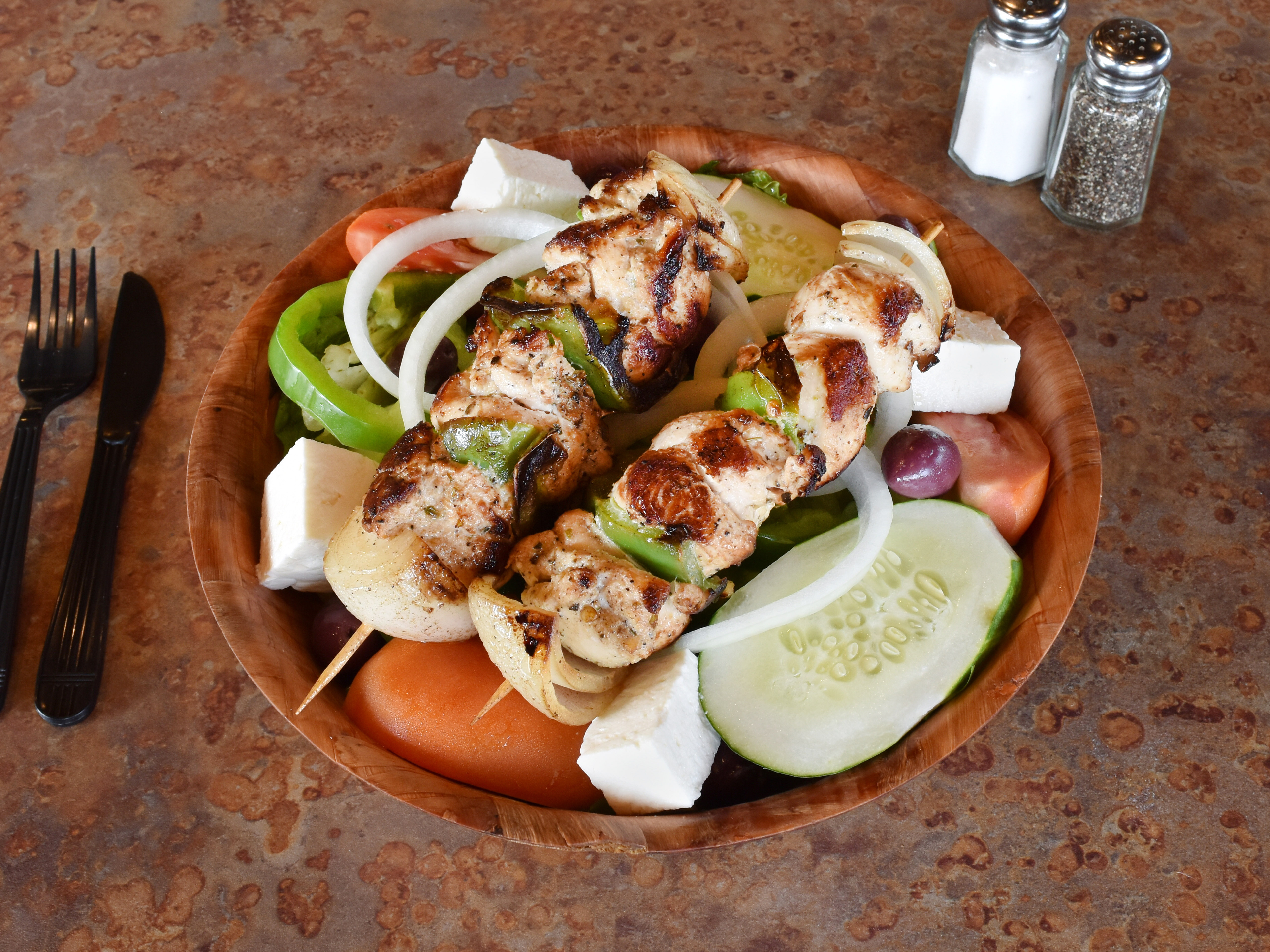 Order Chicken Kebob Salad food online from Gemato Woodpit Bbq store, Worth on bringmethat.com