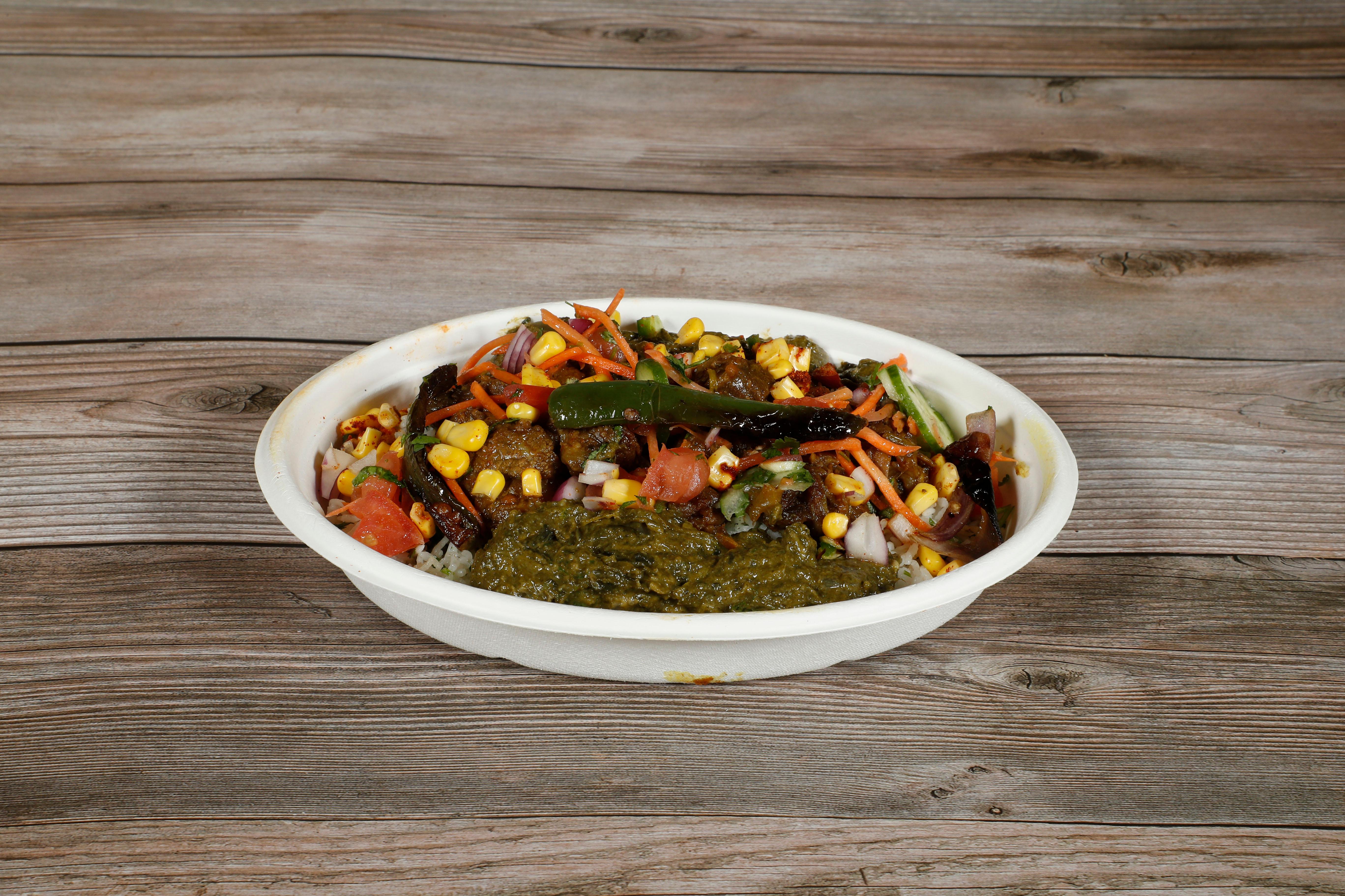 Order Saag Rice Bowl food online from Sam & Curry store, San Jose on bringmethat.com