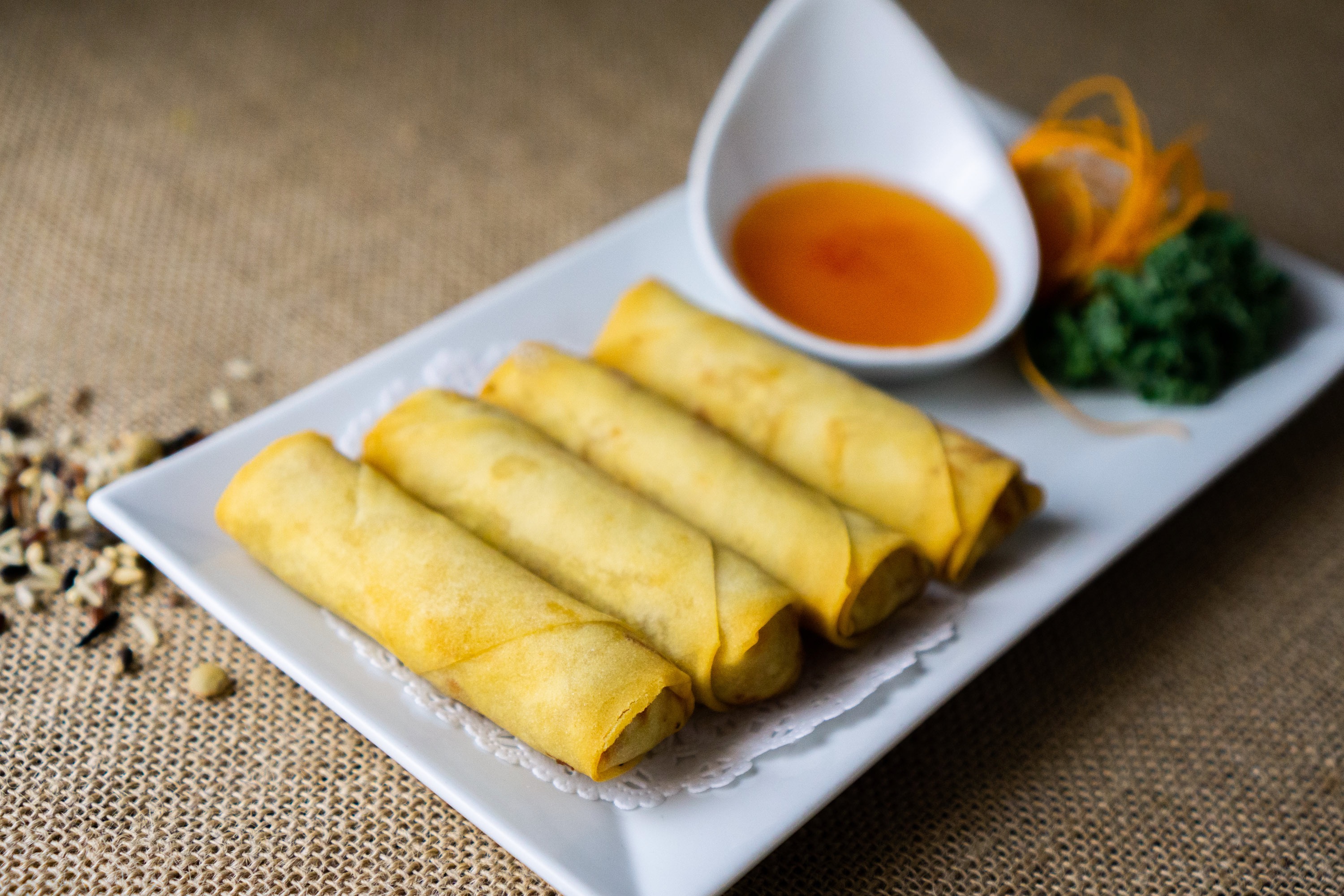 Order Crispy Spring Rolls (4 Pieces) food online from Khao Thai & Sushi store, Scottsdale on bringmethat.com