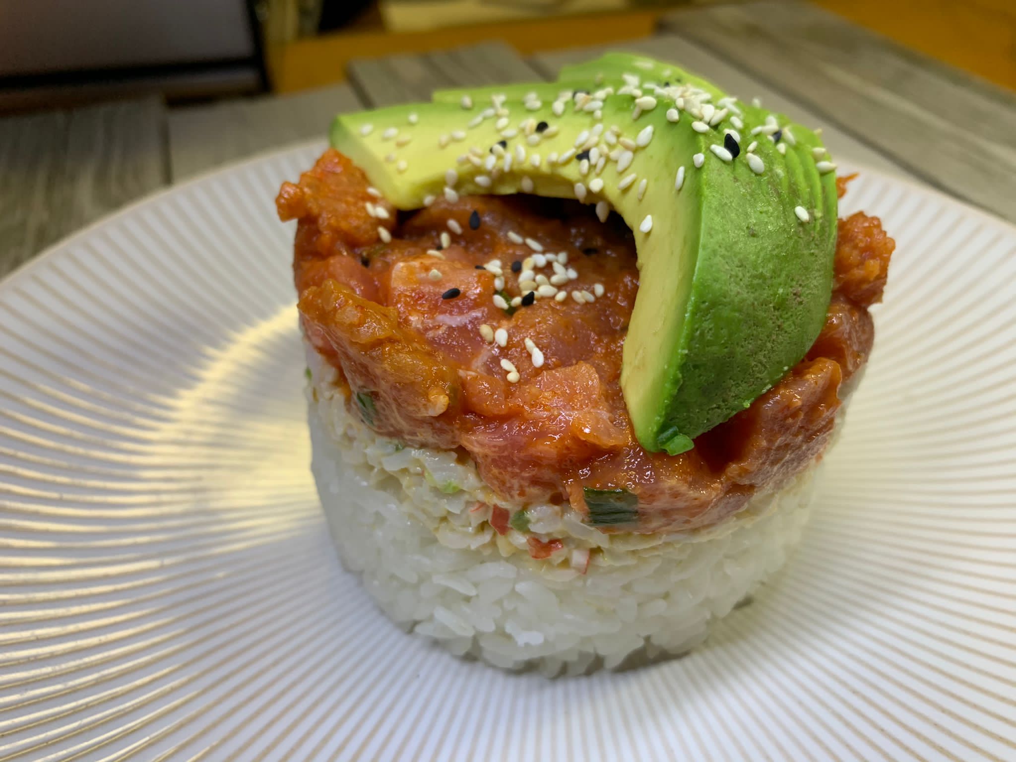 Order Spicy Salmon Tower food online from Moonrise Spirits And Sushi store, El Paso on bringmethat.com