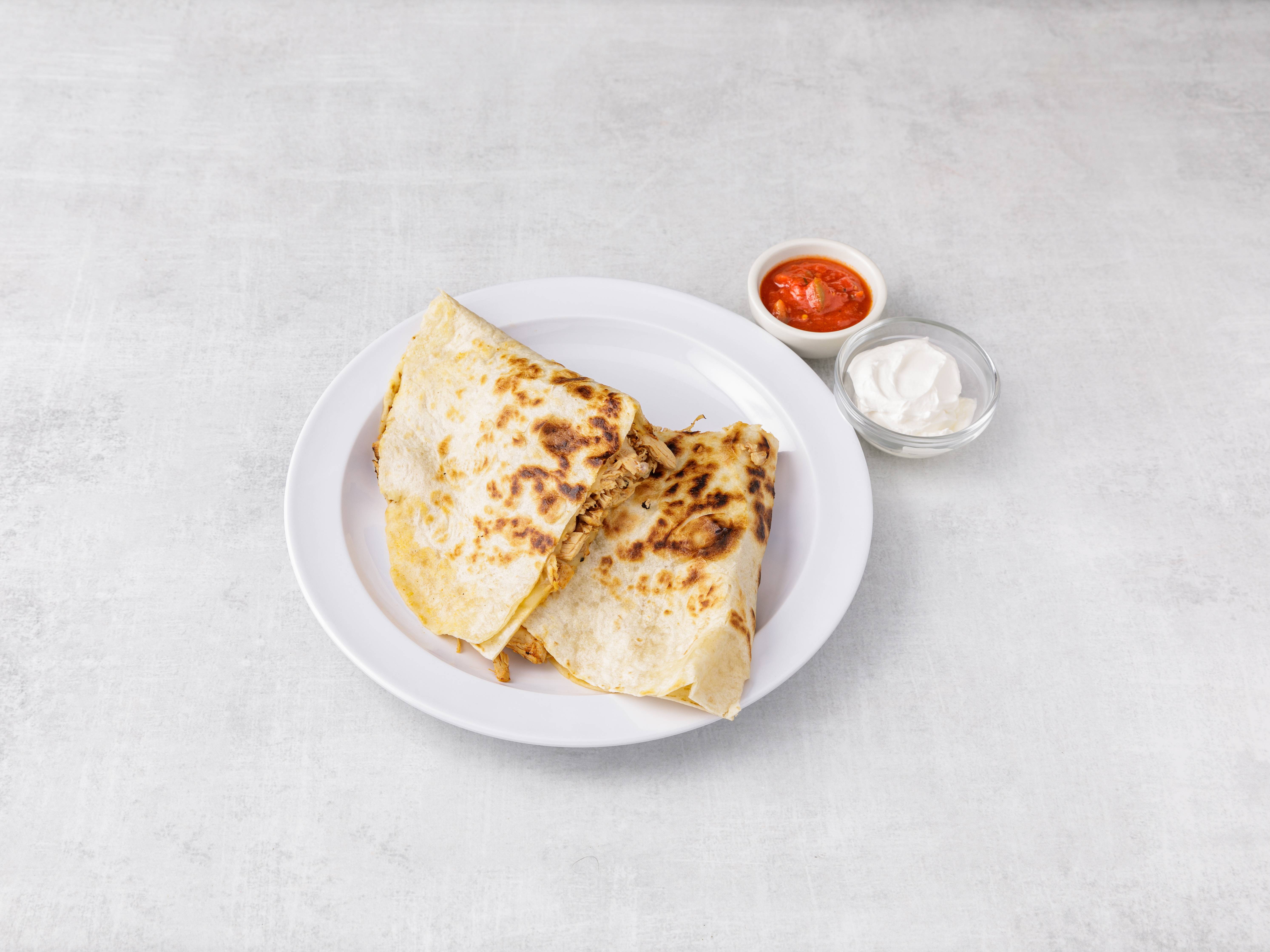 Order Char-Grilled Chicken Quesadilla food online from Tinga Taqueria store, Westfield on bringmethat.com