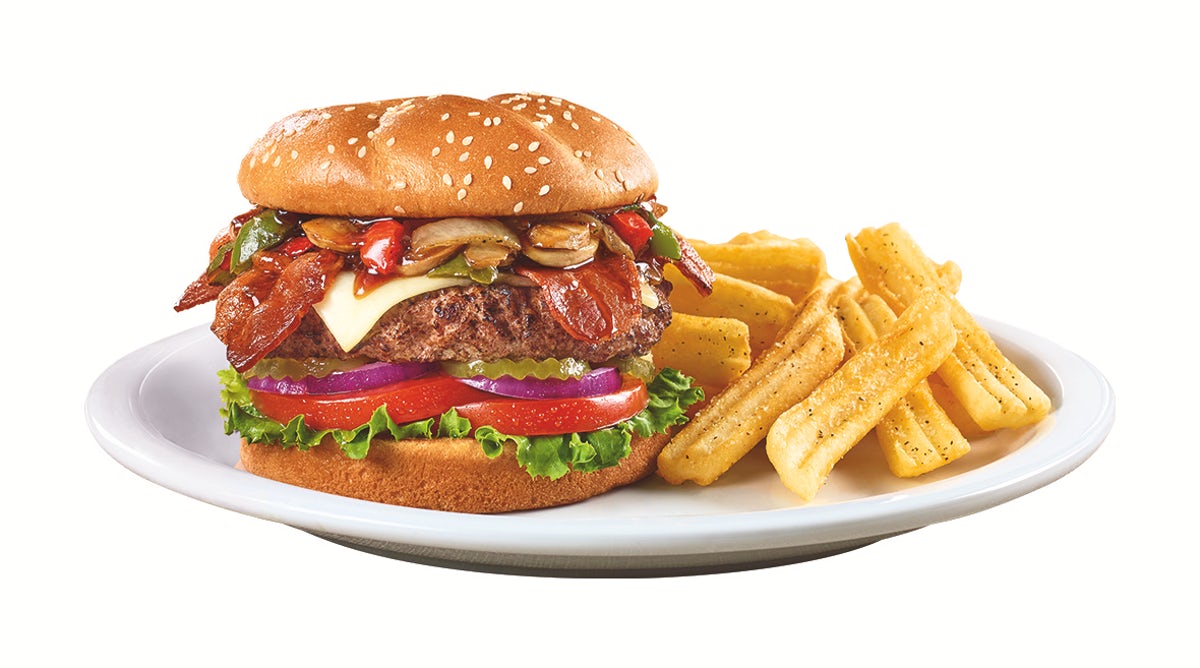 Order Bourbon Bacon Burger food online from Denny's store, Utica on bringmethat.com