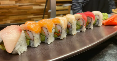 Order R18. Rainbow Roll food online from Sushitoo Express store, Gibsonia on bringmethat.com