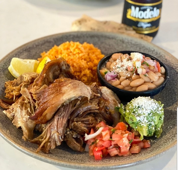 Order Carnitas Plate food online from Lola's Mexican Cuisine store, Long Beach on bringmethat.com