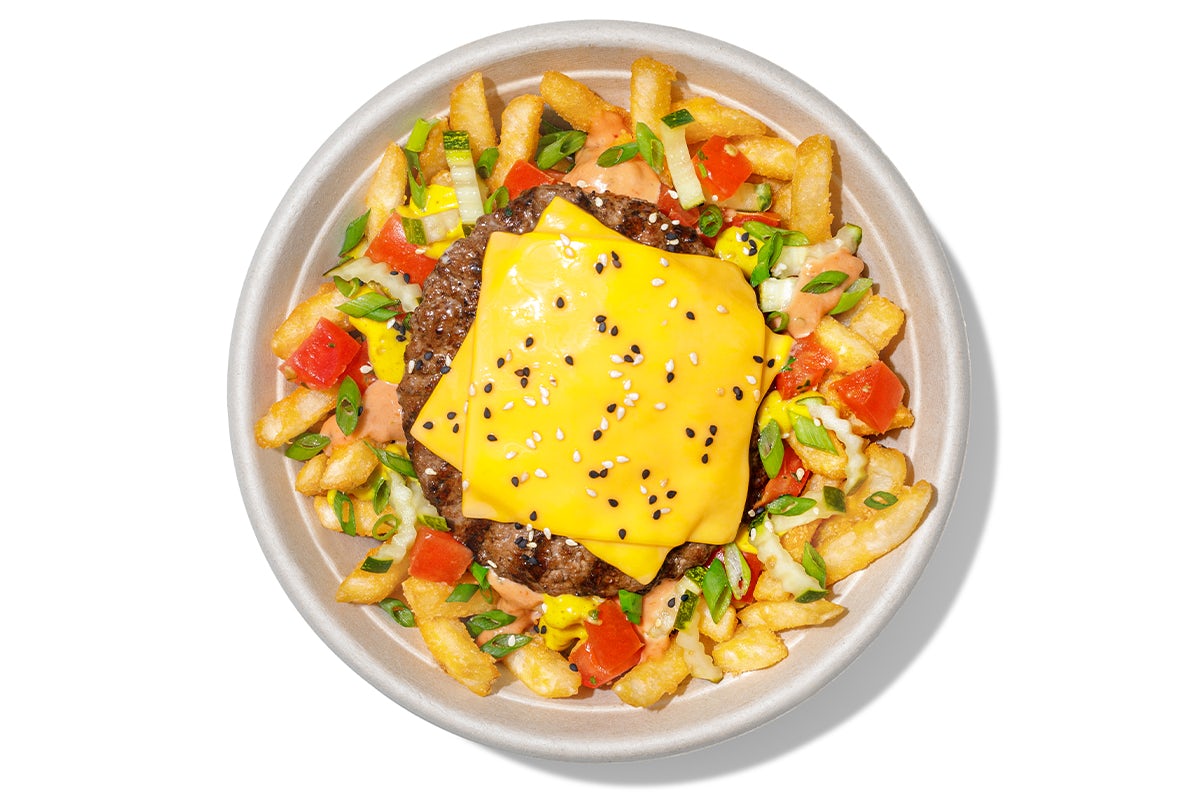Order Cheeseburger FryBowl™* food online from Lazy Dog Restaurant & Bar store, Cupertino on bringmethat.com