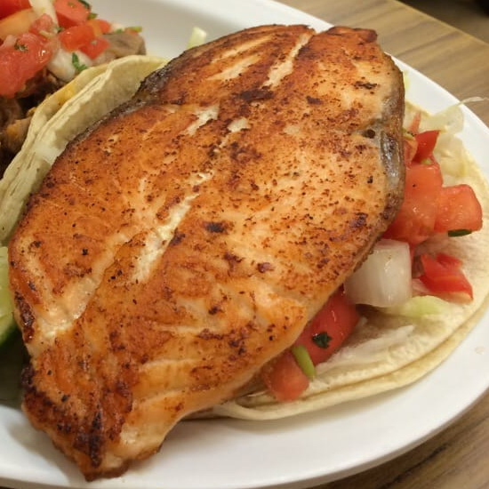 Order Grilled Salmon Taco food online from Pancho Villa Taqueria store, San Francisco on bringmethat.com
