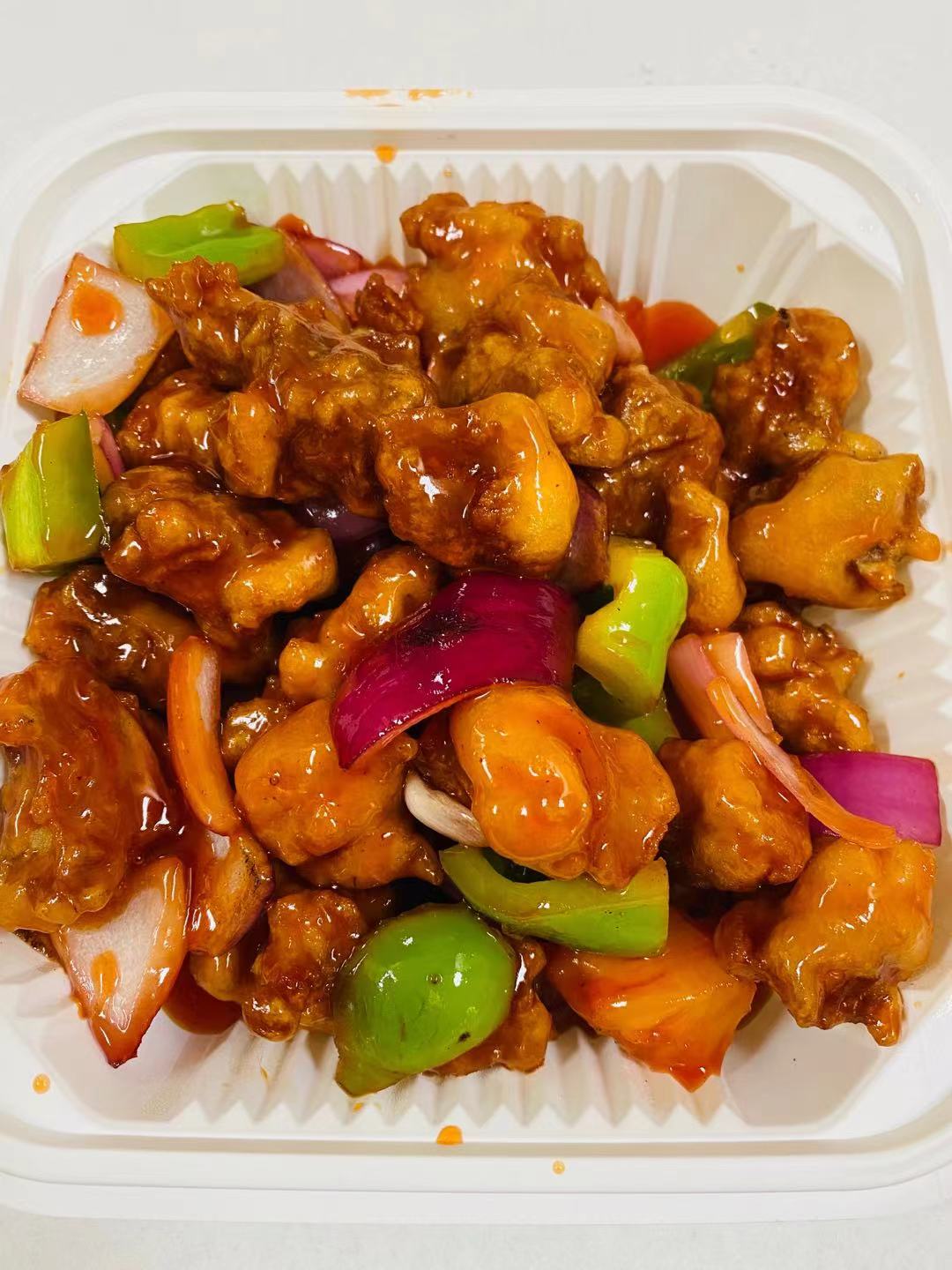 Order Sweet & Sour Pork With Pineapple   菠蘿咕嚕肉 food online from Dim Sum Club store, San Francisco on bringmethat.com
