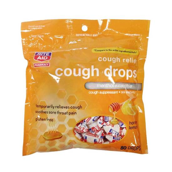 Order Rite Aid Cough Drops Cough Relief Honey Lemon (80 ct) food online from Rite Aid store, Jamestown on bringmethat.com