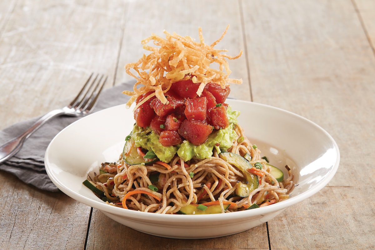 Order Enlightened Pacific Poke Soba Noodles* food online from Bj Restaurant & Brewhouse store, Lewisville on bringmethat.com