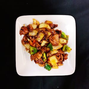 Order P9. 盐煎肉 Stir-fried pork, Sichuan style food online from Red Pepper Chinese Restaurant store, Lawrence on bringmethat.com