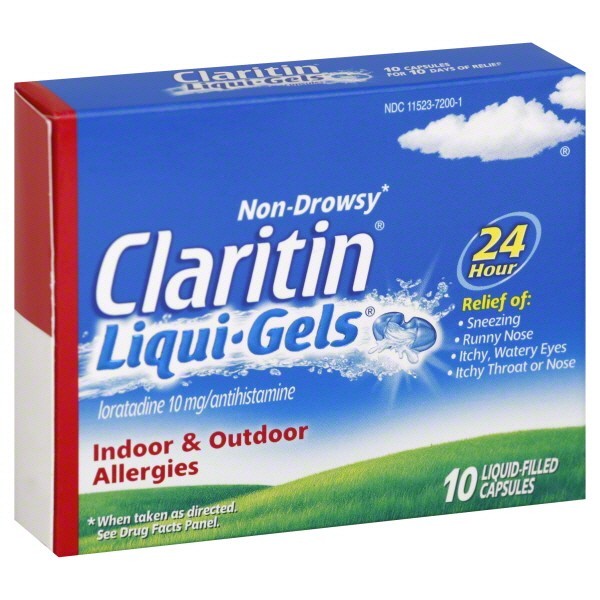 Order Claritin 24 Hr Indoor & Outdoor Allergy Relief Liqui-Gels, Non-Drowsy - 10 ct food online from Rite Aid store, MILLER PLACE on bringmethat.com