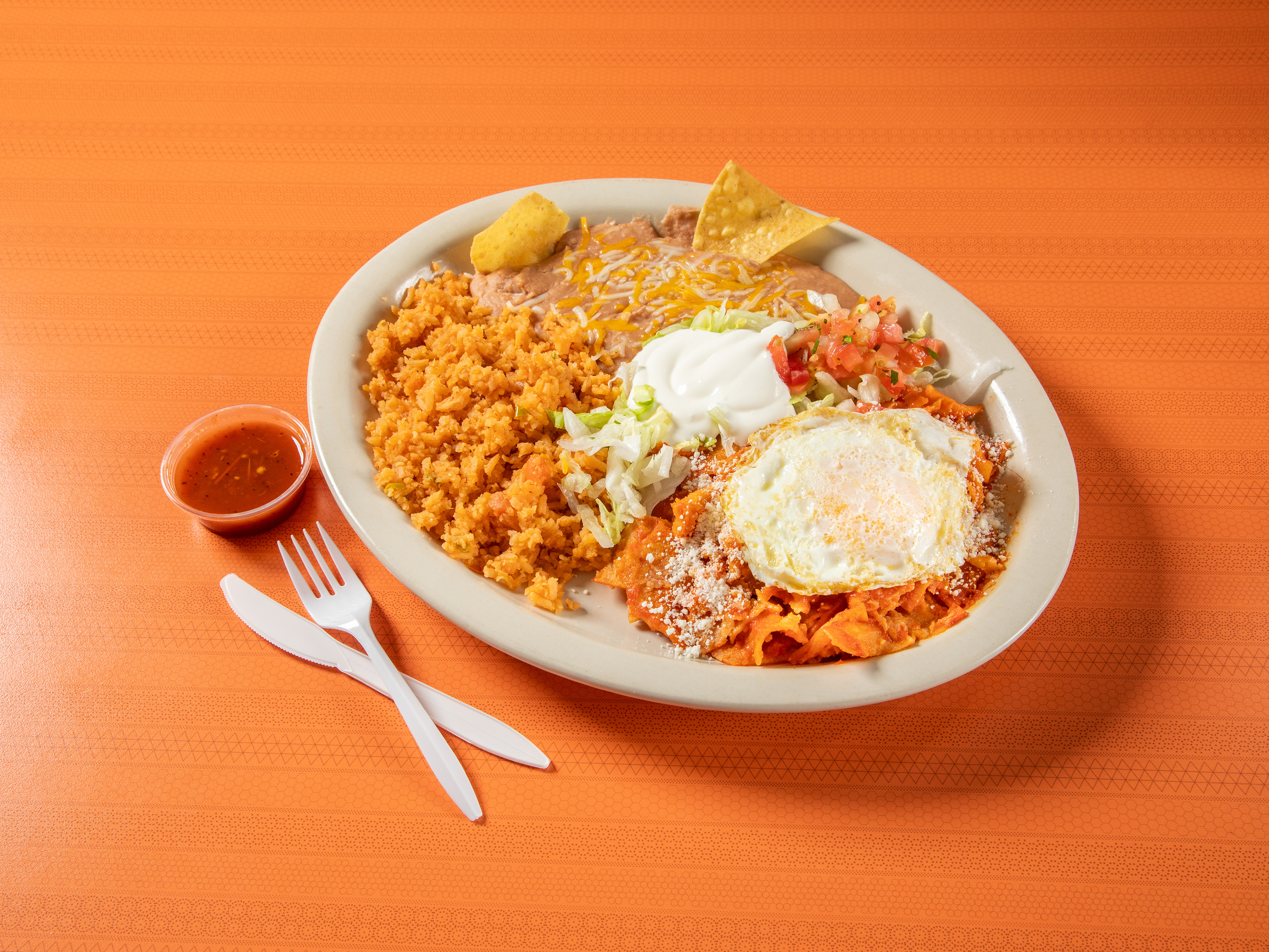 Order 12. Chilaquiles Combo food online from Alberto Mexican Food store, Lake Elsinore on bringmethat.com