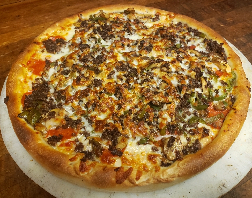 Order Steak Bomb Pizza food online from Minervas Pizza store, Providence on bringmethat.com