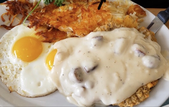 Order Country Fried Steak and Eggs food online from Pegah Kitchen store, San Marcos on bringmethat.com