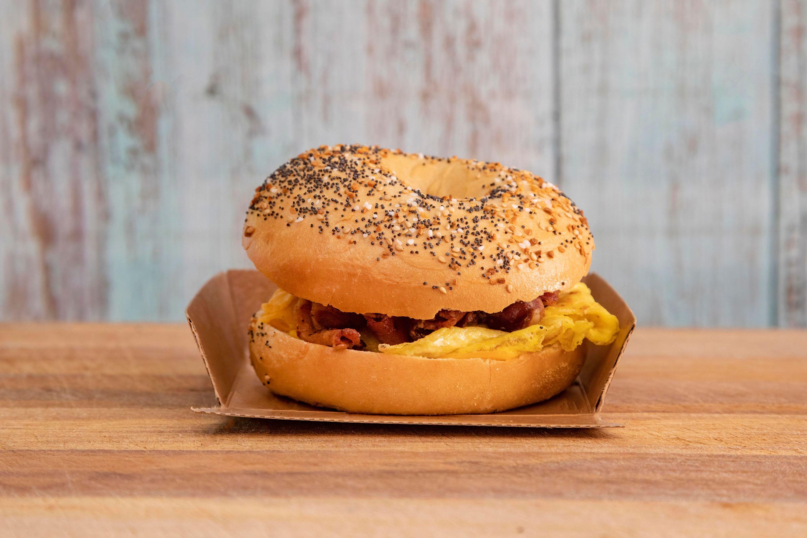 Order Bacon, Egg and Cheese food online from Bagels on the square store, New York on bringmethat.com