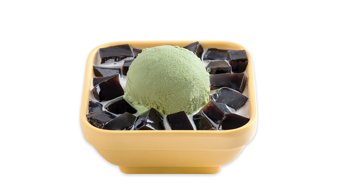 Order V6. Grass Jelly and Matcha Ice Cream  food online from Sweethoney Dessert store, Colma on bringmethat.com