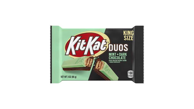 Order Kit Kat Duos Mint & Dark Chocolate Wafer Bars Candy 3 Oz food online from Valero Food Mart store, Murrayville on bringmethat.com