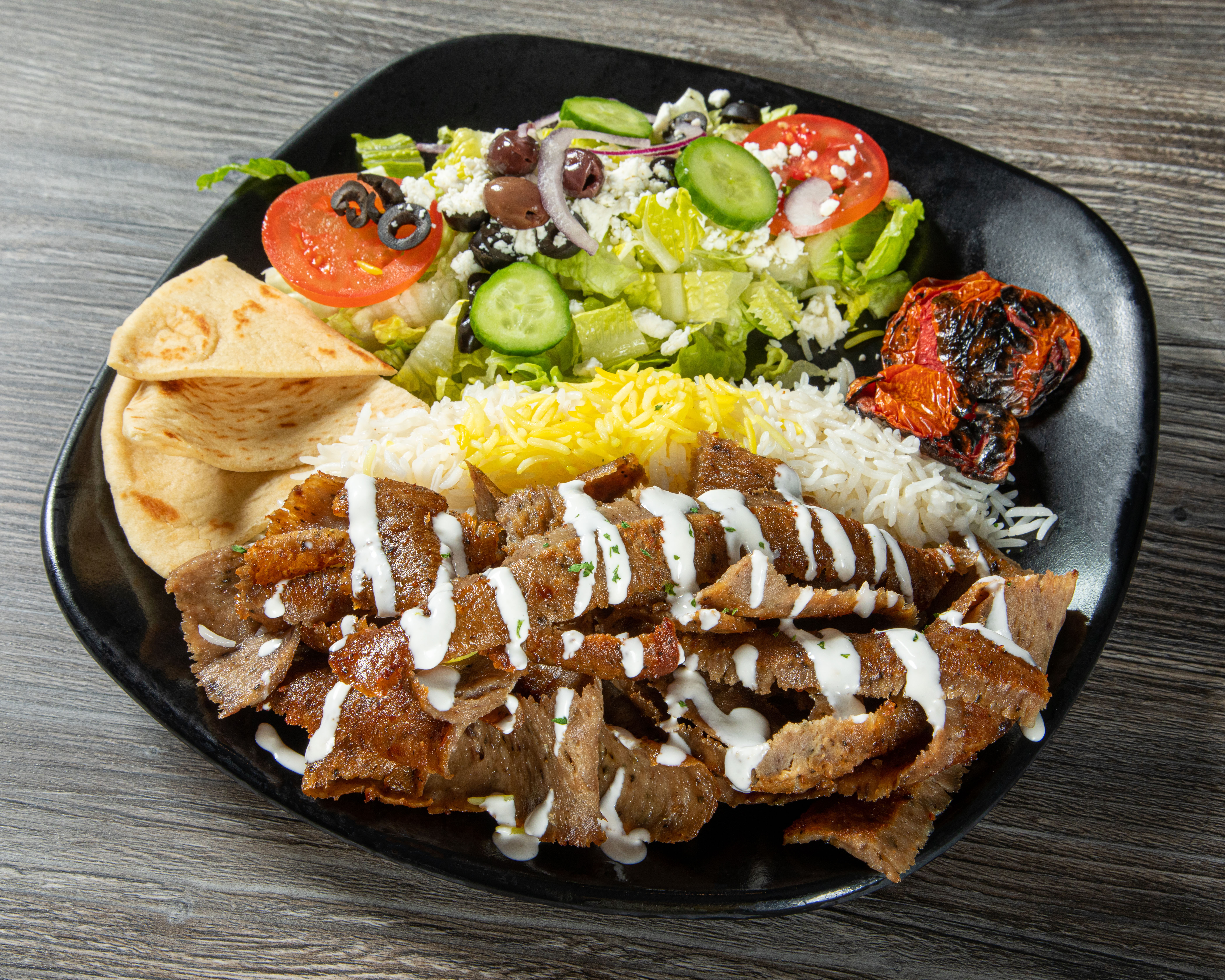 Order Beef & lamb Gyro Plate food online from Kabob Cafe store, Foothill Ranch on bringmethat.com