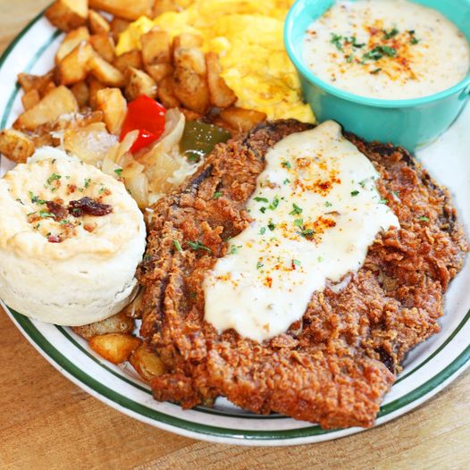 Order Country Fried Prime Rib and Eggs food online from Mama Comfort Food & Cocktails store, Los Alamitos on bringmethat.com