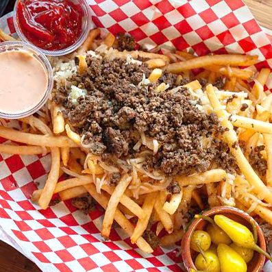 Order CHEESY BURGER FRIES  food online from Taco Plus store, Los Angeles on bringmethat.com
