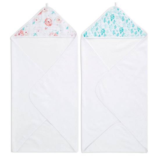 Order aden + anais™ essentials 2-Pack Full Bloom Hooded Towels in Pink food online from Buybuy Baby store, Tulsa on bringmethat.com