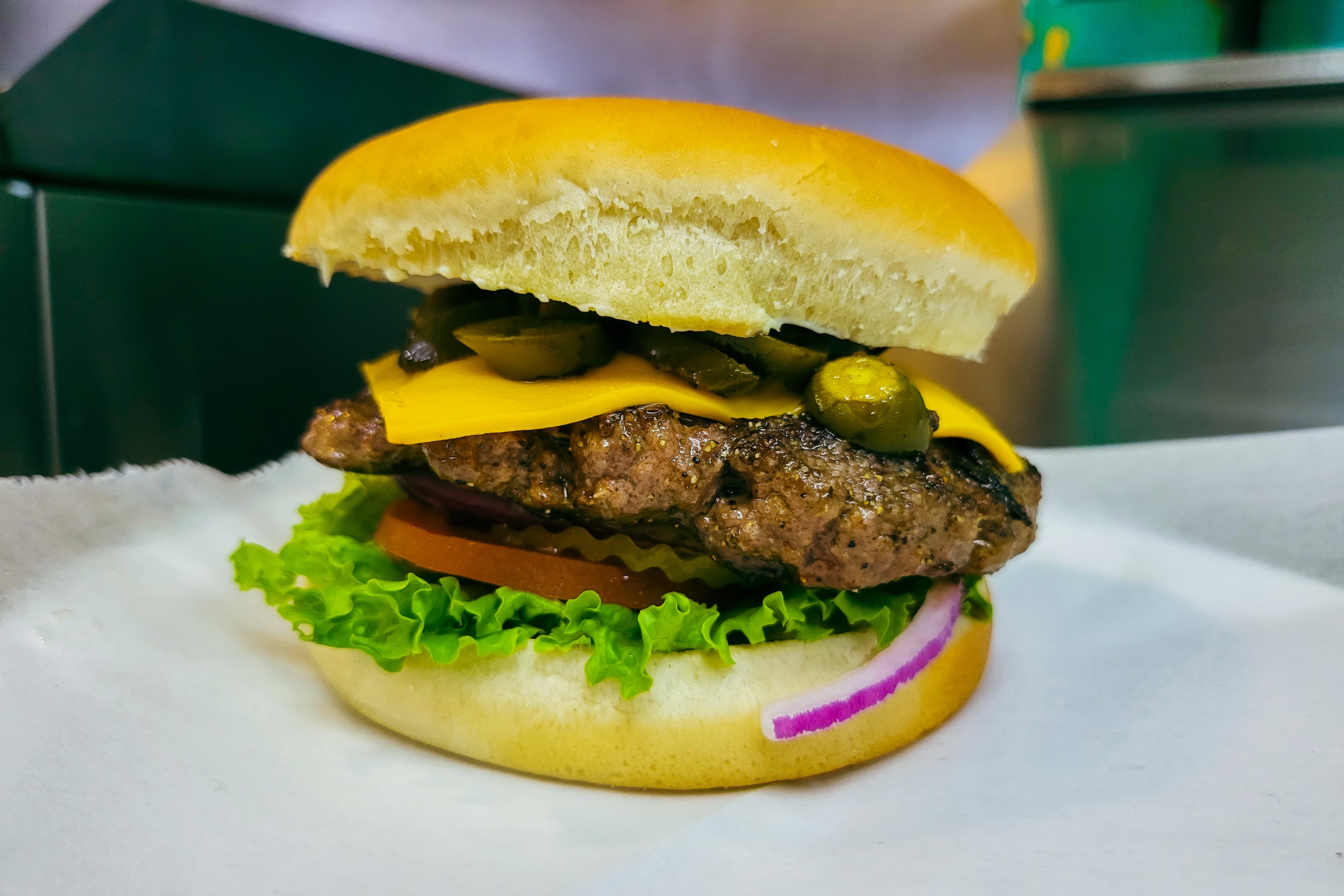Order Jalapeno Cheeseburger food online from Burger Island store, Richardson on bringmethat.com