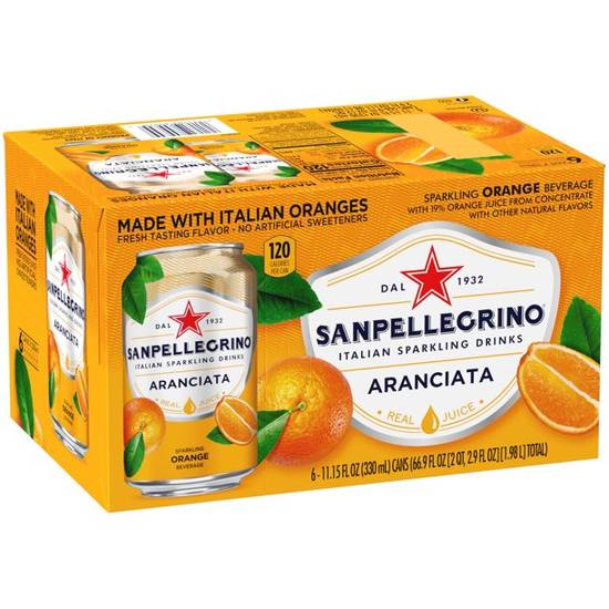 Order Sanpellegrino Orange Italian Sparkling Drinks Pack Of 6 food online from Deerings Market store, Traverse City on bringmethat.com