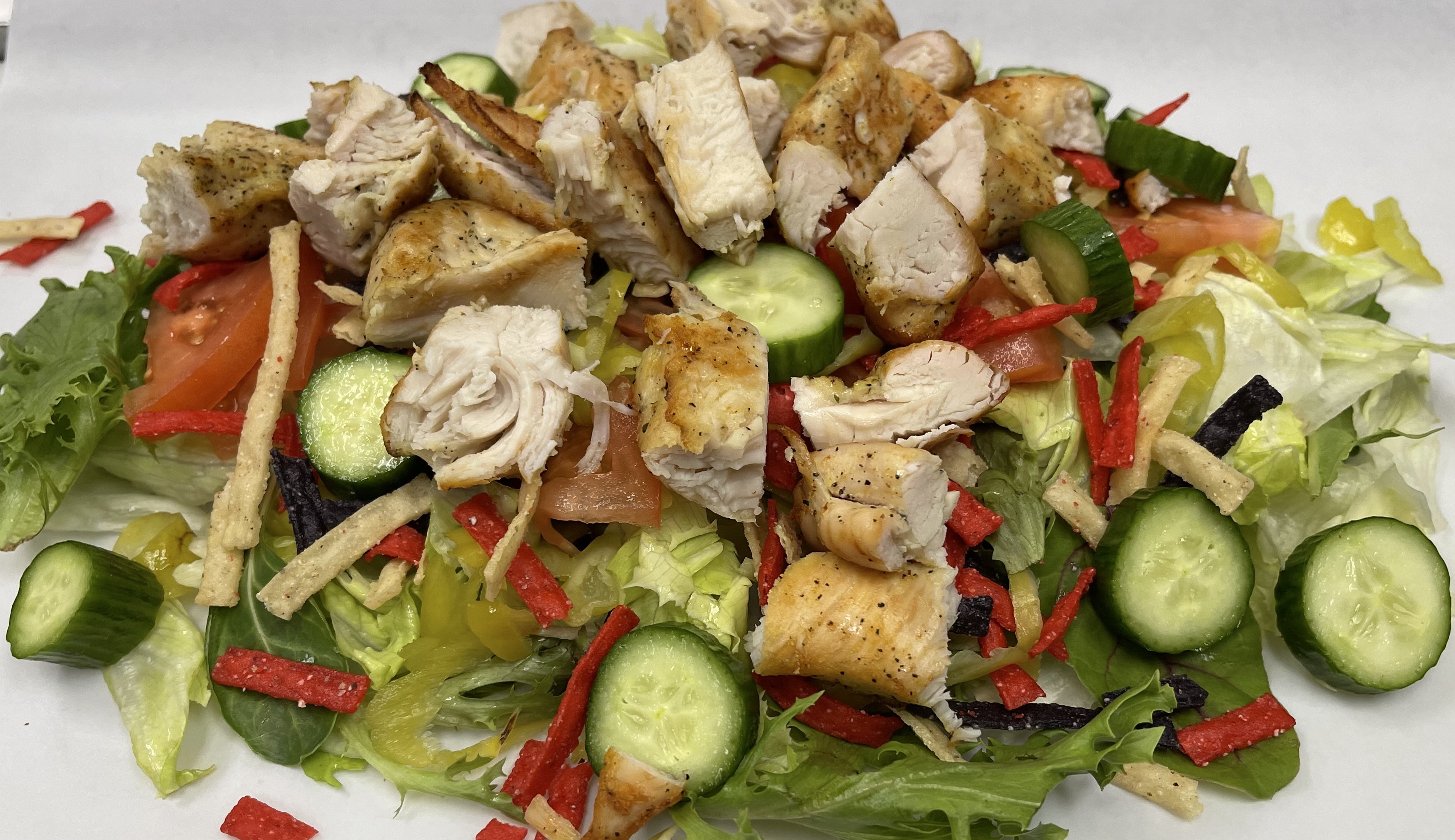 Order Regular BBQ Chicken Salad food online from Ameci Pizza & Pasta store, Thousand Oaks on bringmethat.com