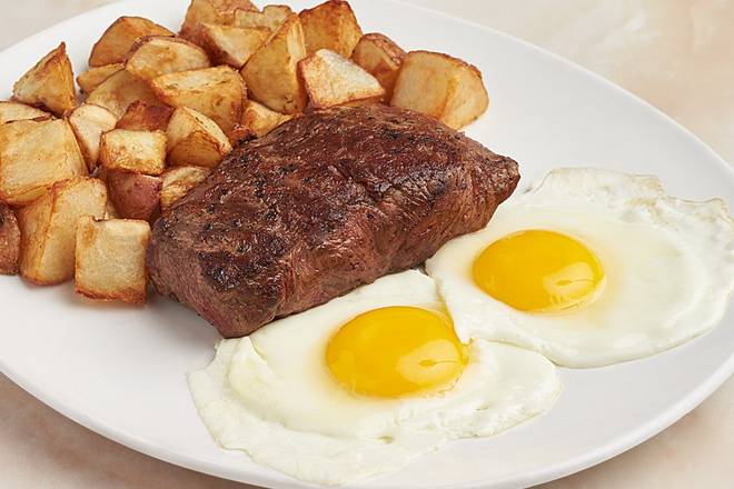 Order Local Flat Iron Steak & Eggs food online from Silver diner - arlington, va store, Arlington on bringmethat.com