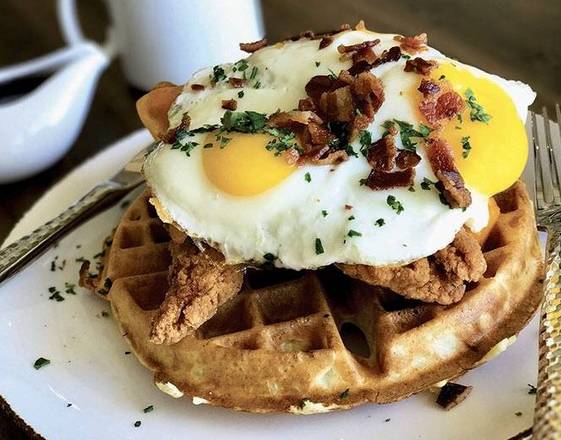 Order A Chick with A Big Ole Chicken & Waffle & Some Eggs food online from Ajs2go store, Los Angeles on bringmethat.com