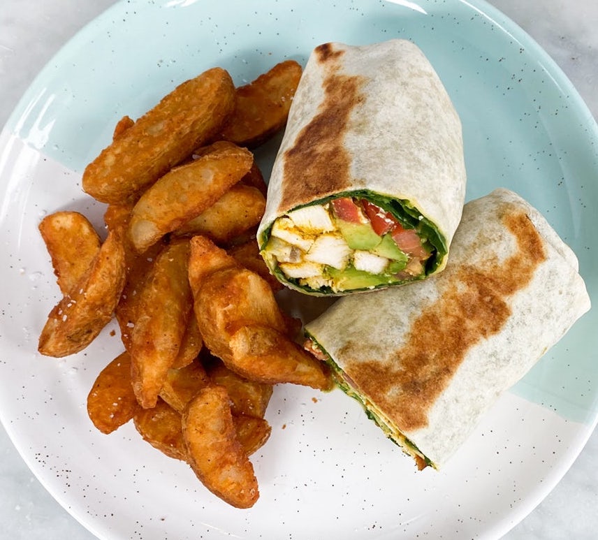 Order Spiced Chicken Wrap (D) food online from Bluestone Lane 1 store, Royersford on bringmethat.com