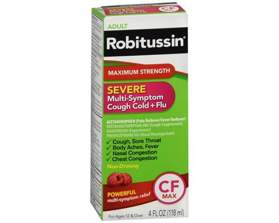 Order Robitussin Adult Maximum Strength Severe Multi-Symptom Cough Cold + Flu Liquid food online from Scripx Pharmacy store, Plano on bringmethat.com