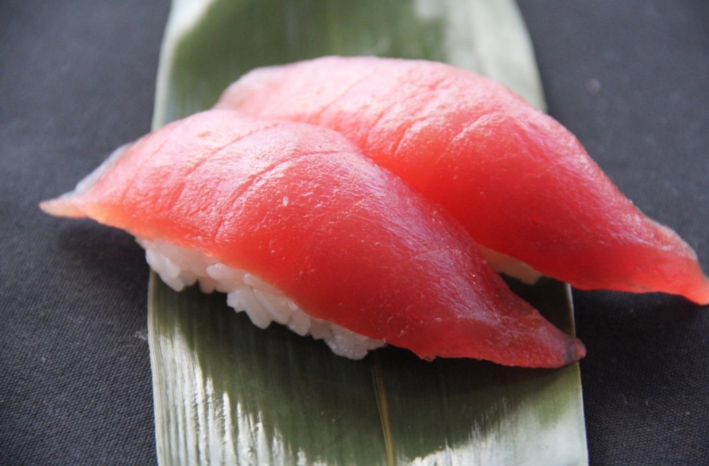 Order Tuna/Maguro (Yellowfin) Sushi (2pcs) food online from Tokyo Sushi store, Santa Clarita on bringmethat.com