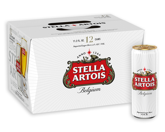Order Stella Artois 12 Pack - 12 oz. Can Beer  food online from Plaza Diamond Liquor store, Diamond Bar on bringmethat.com