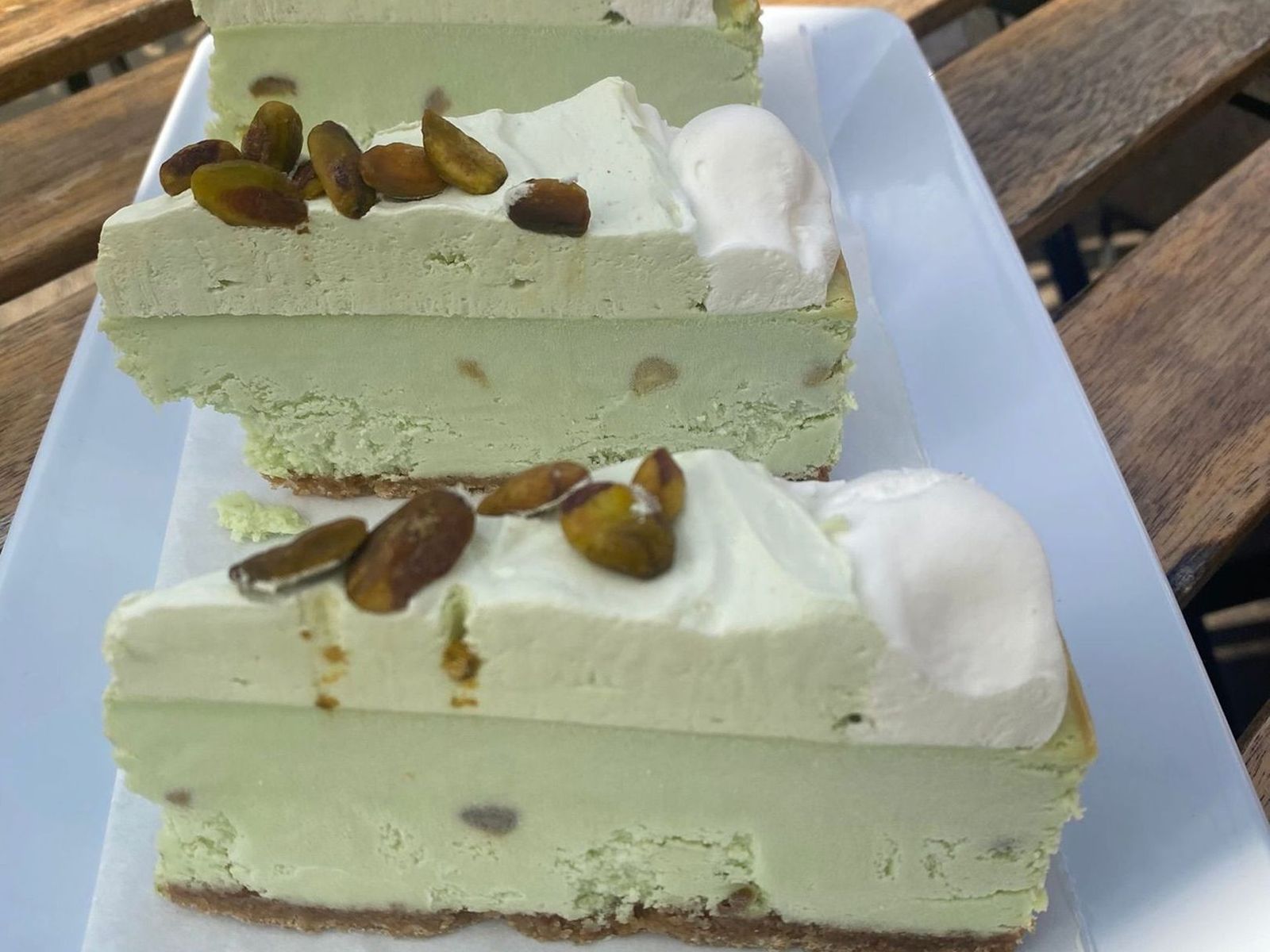 Order Pistachio Cheesecake  food online from Alessio’s Cafe | Gelato | Pizza store, Hoboken on bringmethat.com