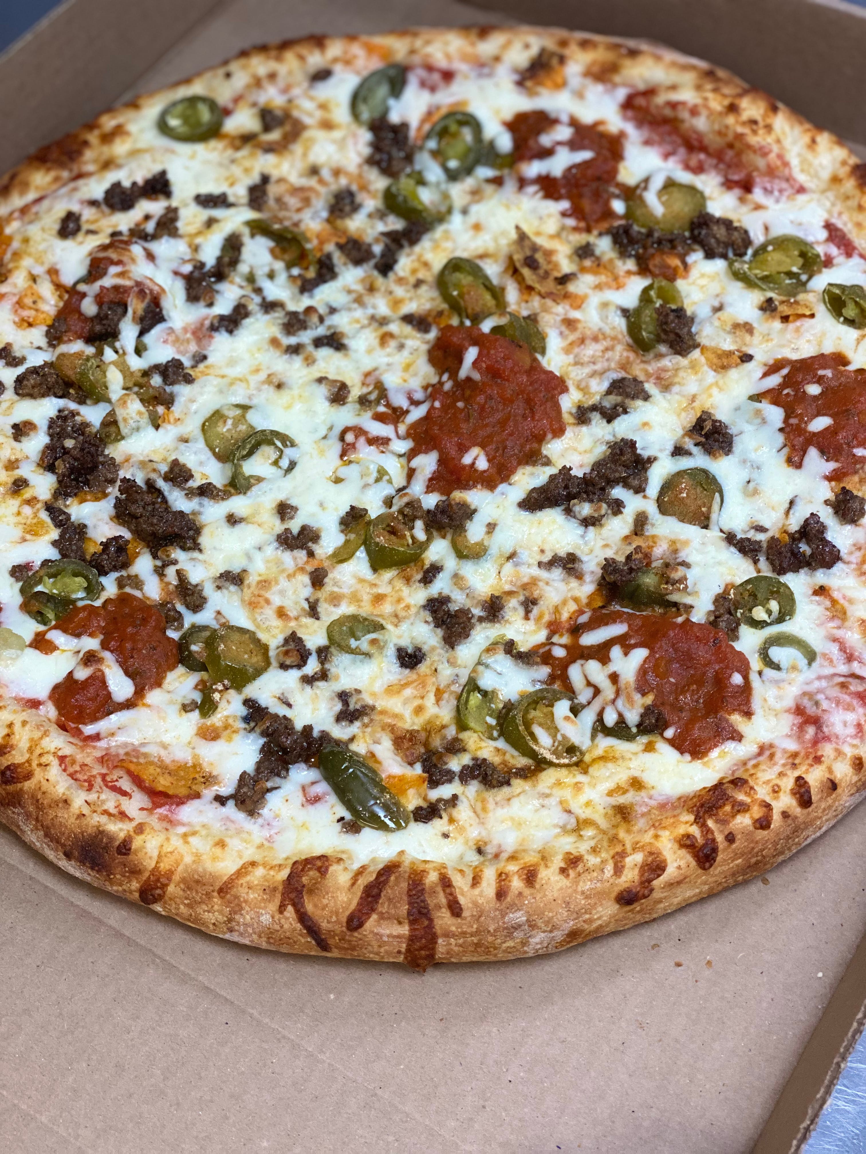 Order Taco Pizza - Large 14" (8 Slices) food online from Papa Subs & Pizza store, Holly Springs on bringmethat.com