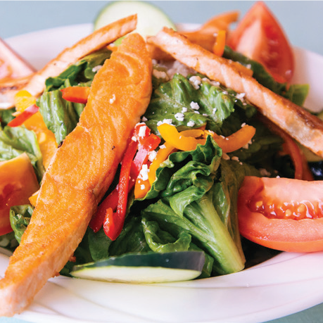 Order Grilled Salmon Salad food online from Wilma Patio Restaurant store, Newport Beach on bringmethat.com